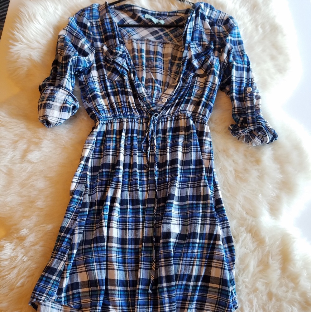 Plaid button shirt Dress
